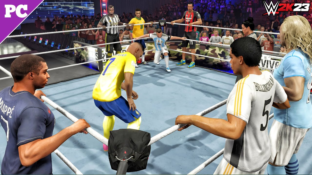 WWE 2K23 — Месси, Златан, Неймар и Погба против Роналду, Мбаппе, Хааланда и Беллингема — командны...