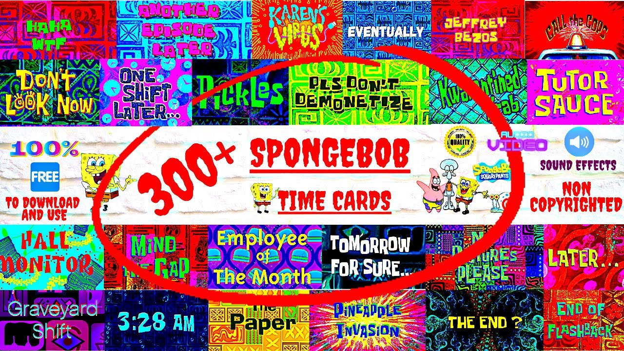 300+ Spongbob Square Pants Timecards🤯With HQ Sound Effects🔊📣Non Copyrighted ✔️️Free To Download👍