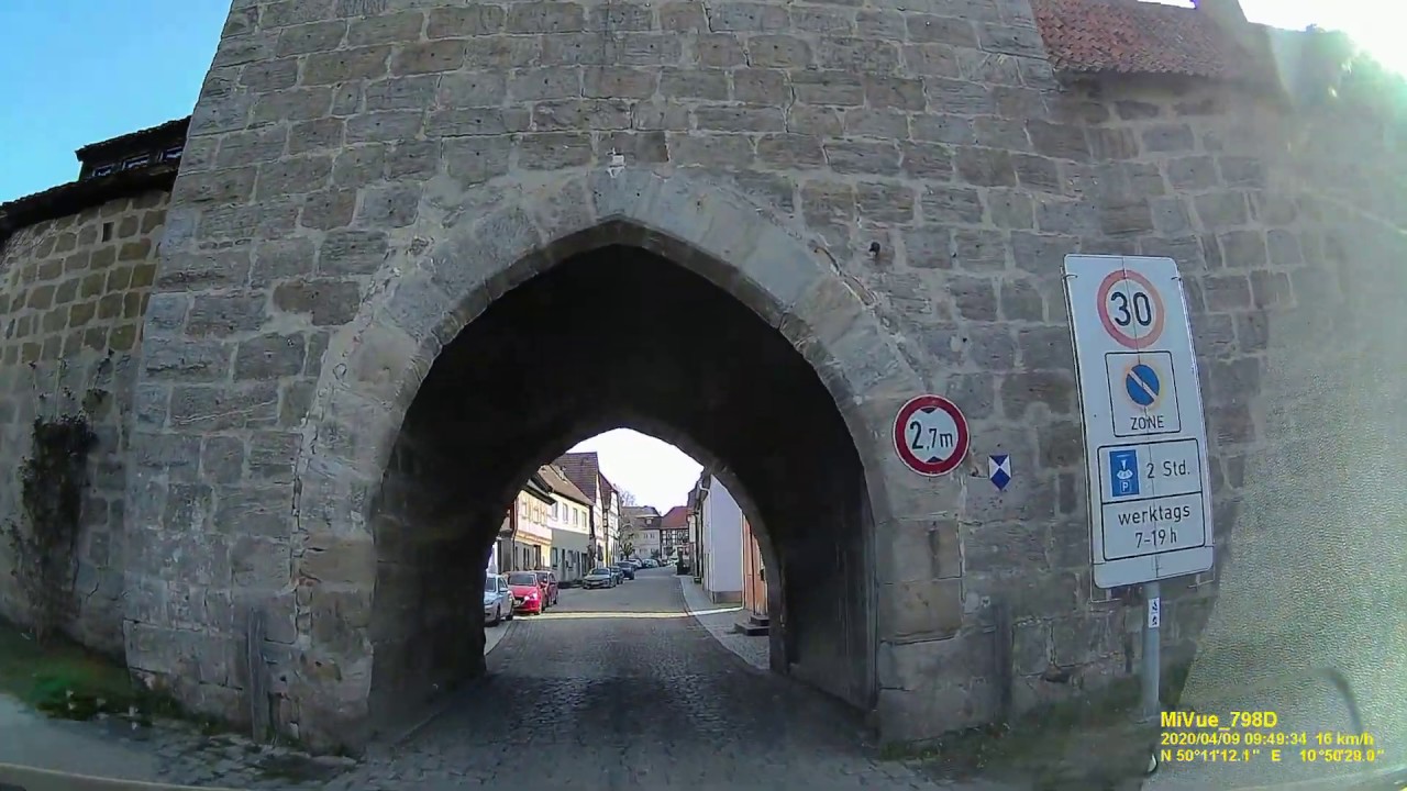 D: Stadt Seßlach. Landkreis Coburg. Rundfahrt durch die Stadtmitte. April 2020