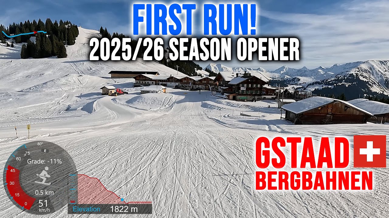 [4K] Skiing Gstaad, Season Opener 2025/26 - First RUN!, Bergbahnen Switzerland, GoPro HERO13