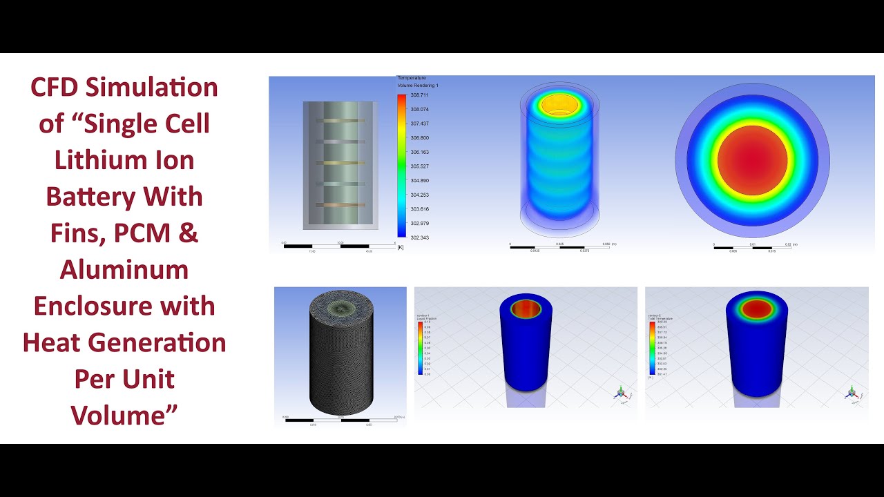 CFD Simulation of Single-Cell Lithium-Ion Battery with Fins, PCM and Enclosure Heat Generation