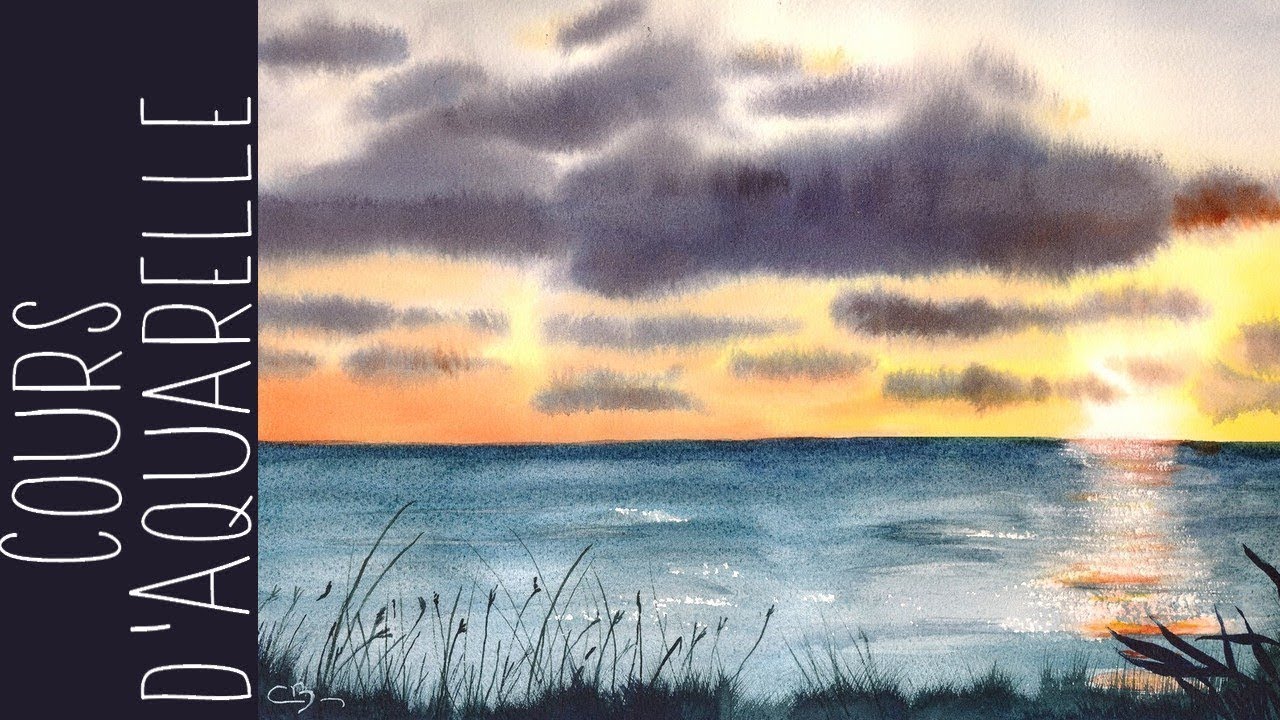 Cours d'aquarelle Débutants : Coucher de soleil