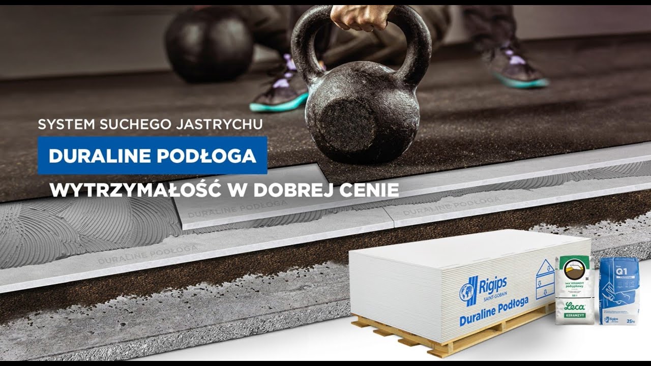 DURALINE Podłoga   wyr&oacute;wnaj podłożę w nowych i remontowanych budynkach  Podłogowe płyty g-k