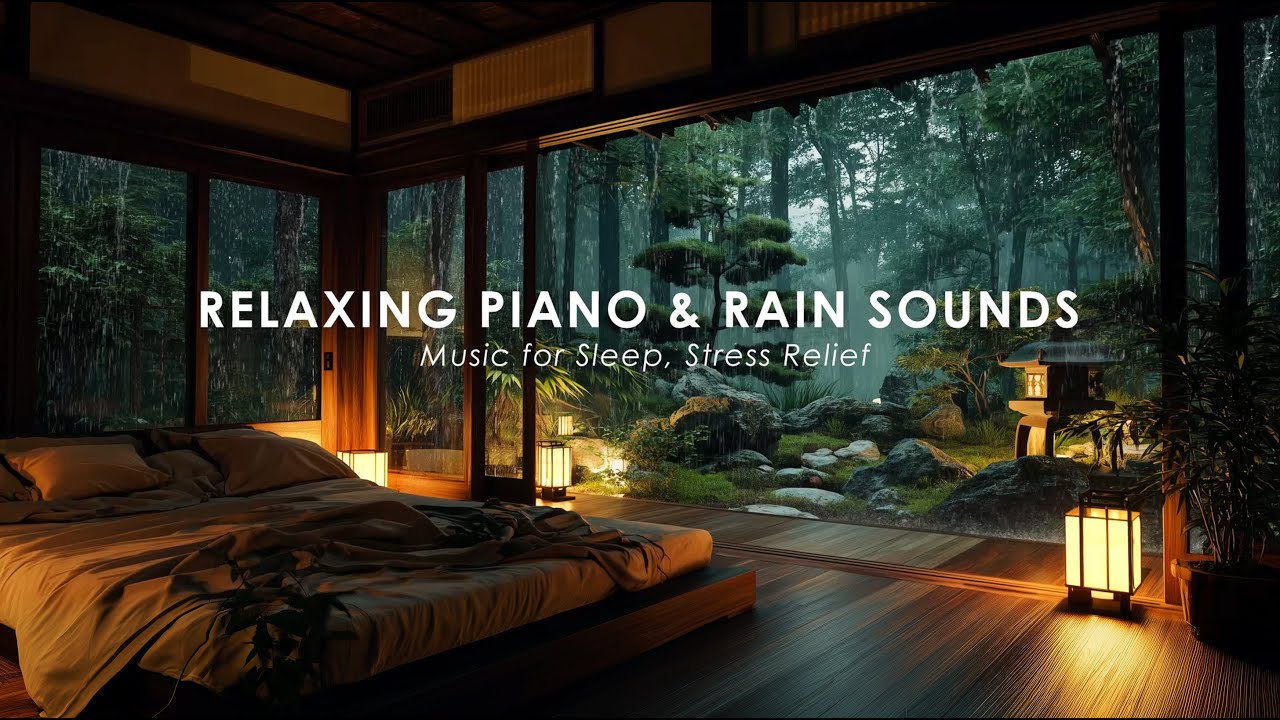 FALL ASLEEP INSTANTLY – Gentle Rain & Soft Piano Sleep Music for Anxiety Relief, Peaceful Night
