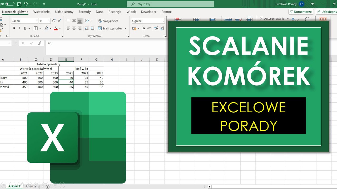 Scalanie komórek w tabeli Excel