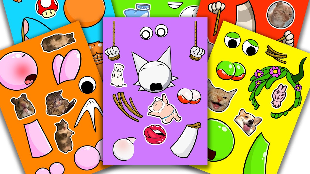 Peel & Play💞Incredibox Sprunki Sticker Book - Wenda x Black, Oren x Pinki, Vineria x Wyrum
