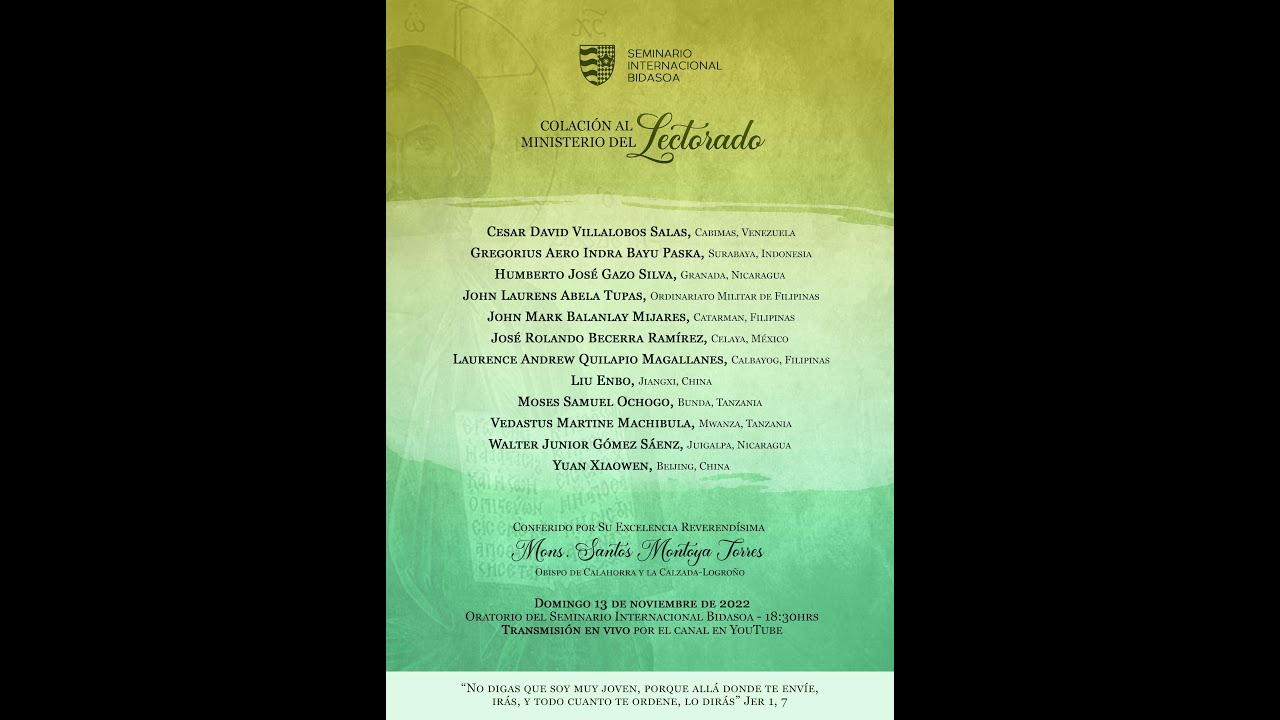 Colaci&oacute;n al Ministerio del Lectorado 2022