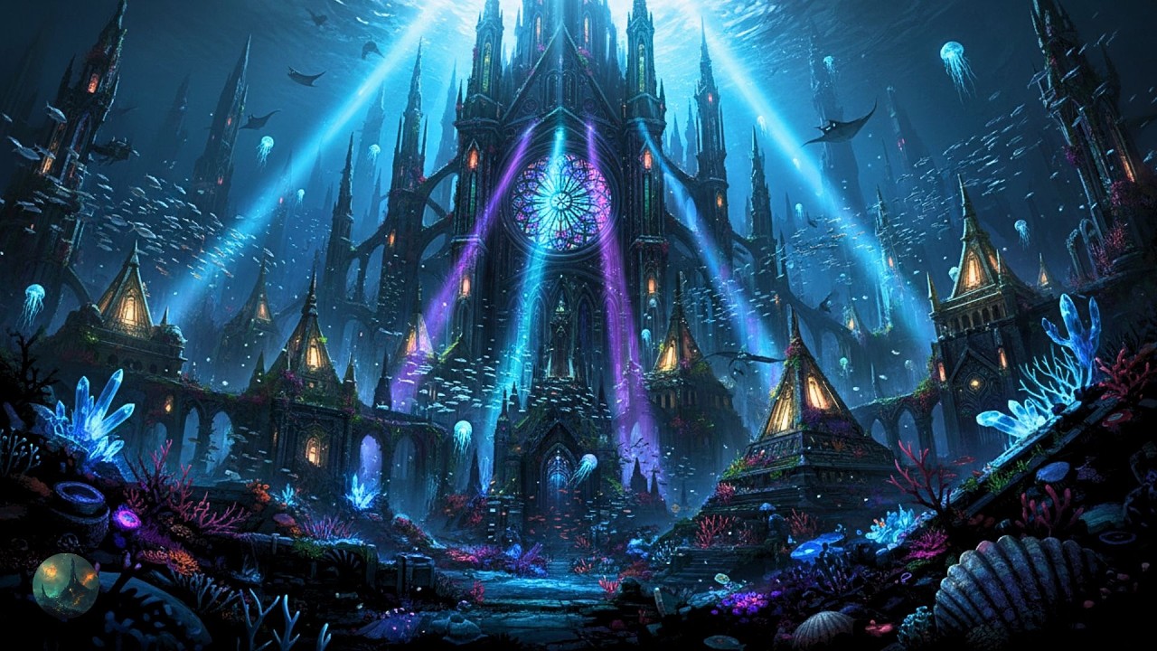 Forgotten Kingdom 🌊 Vibrant, Glowing Marine Life Giving the Image A Surreal for Daily Stresses