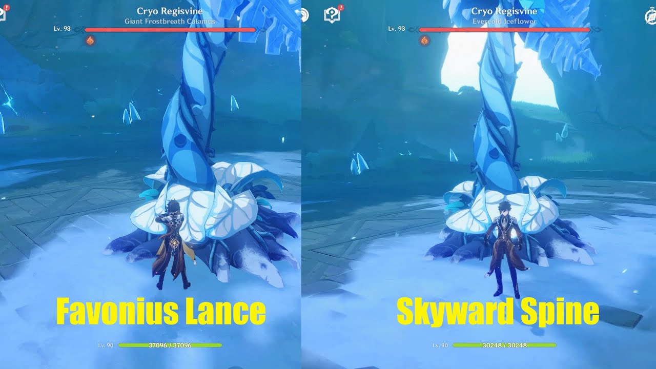 Zhongli Skyward Spine Vs Favonius Lance || Genshin Impact
