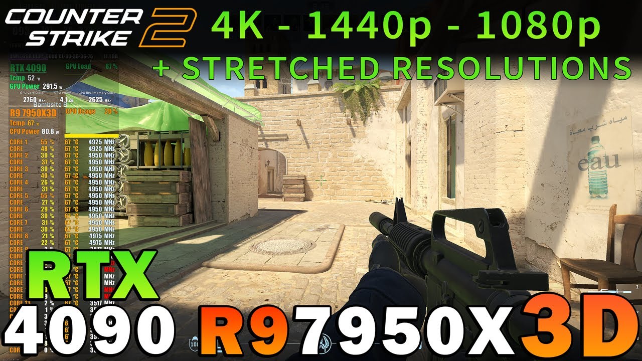 Counter-Strike 2 | RTX 4090 | Ryzen 9 7950X3D | 4K - 1440p - 1080p - Stretched | Max & Low Settings