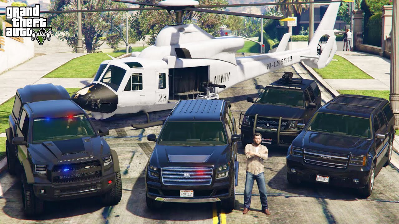 GTA 5 - Stealing Los Santos Special Police Forces Vehicles with Michael! | (Real Life Cars) #125