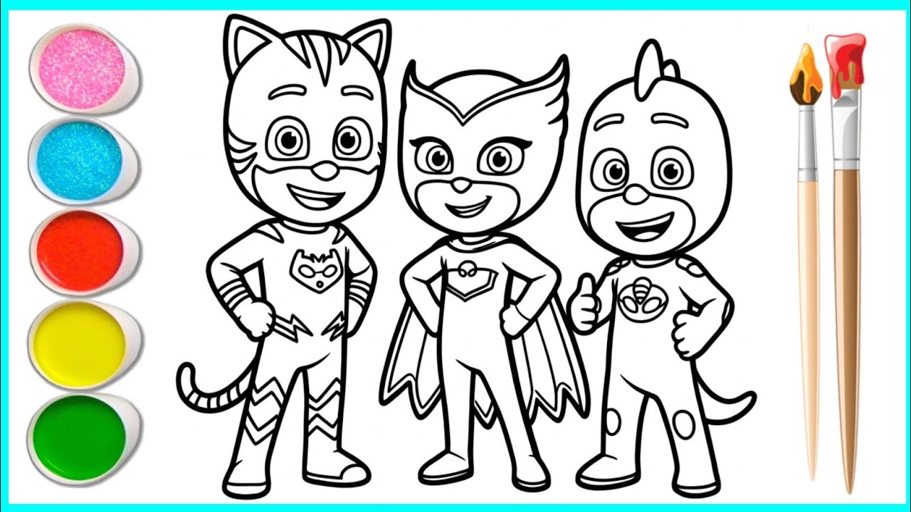 Как раскрасить Кэтбоя, Совушку и Гекко из мультфильма «PJ Masks»: рисунки и раскраски для детей.