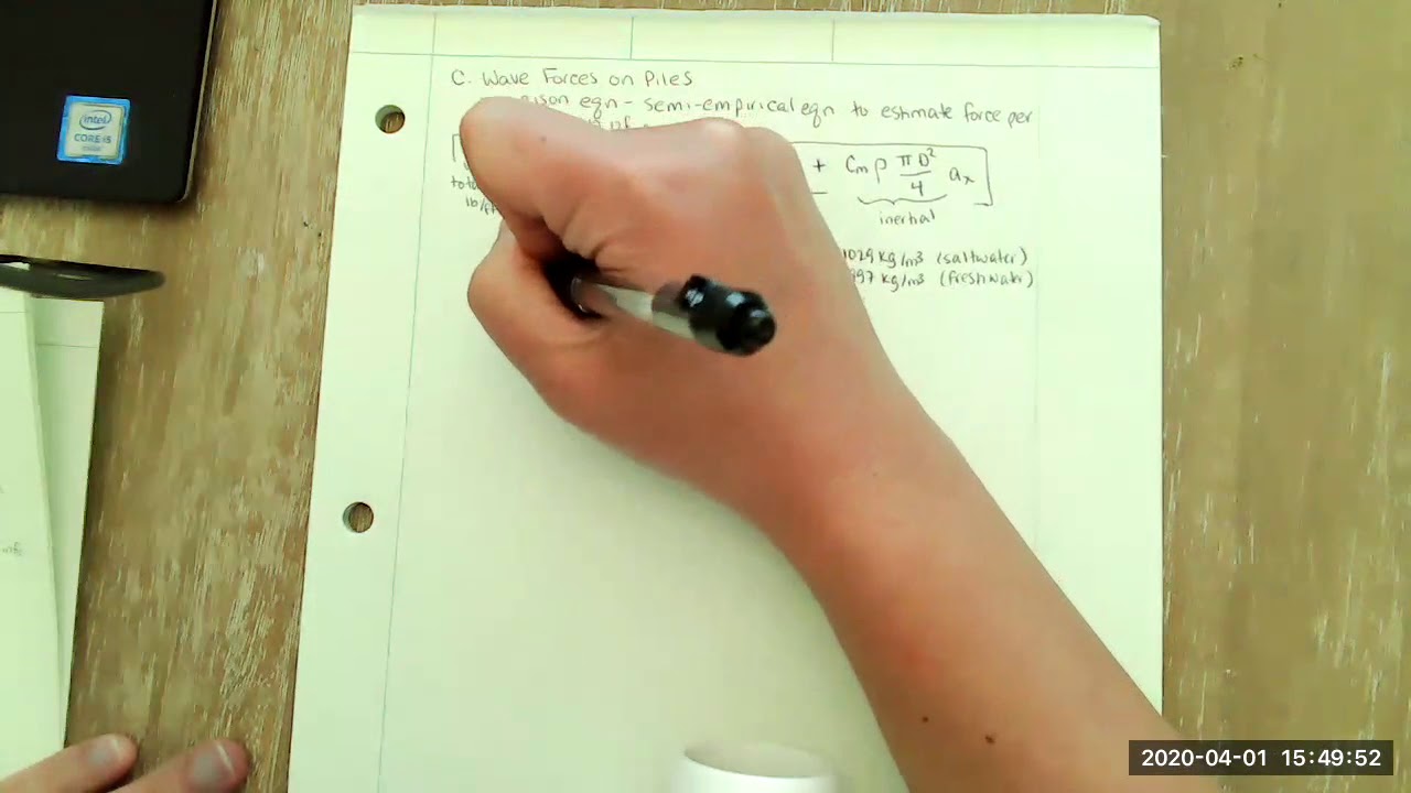 Lesson 31 Morison Equation for Wave Forces on Piles