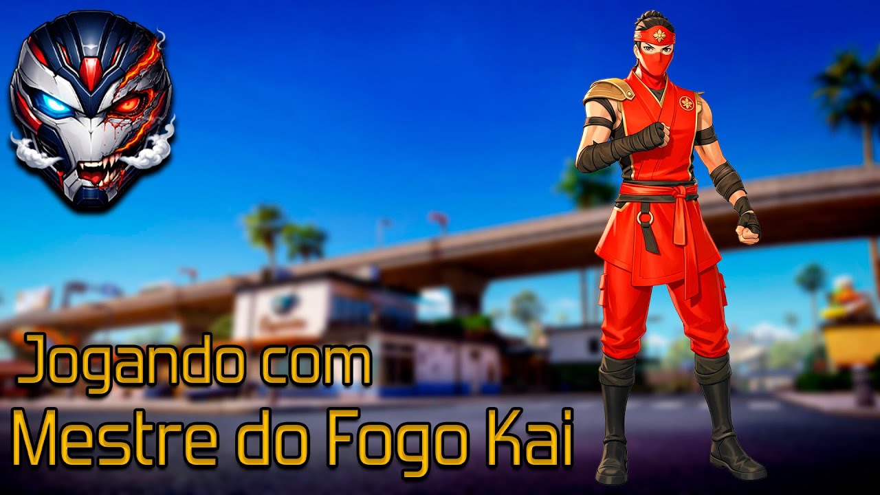 Jogando com a Skin Mestre do Fogo Kai