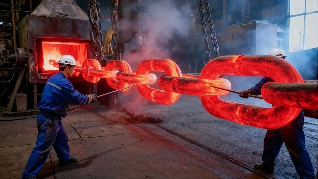 Así Fabrican Cadenas GIGANTES para Buques ⚓ | Por @Satisfyingtech116