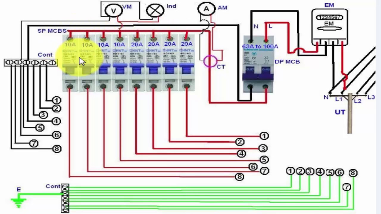 Single Phase Distribution Board Wiring Diagram (English Tutorial)