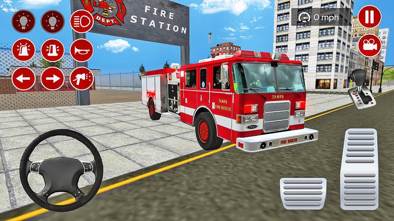 Real Fire Truck Driving Simulator Fire Fighting #6 - Tampa Fire Department Truck - Android Gameplay