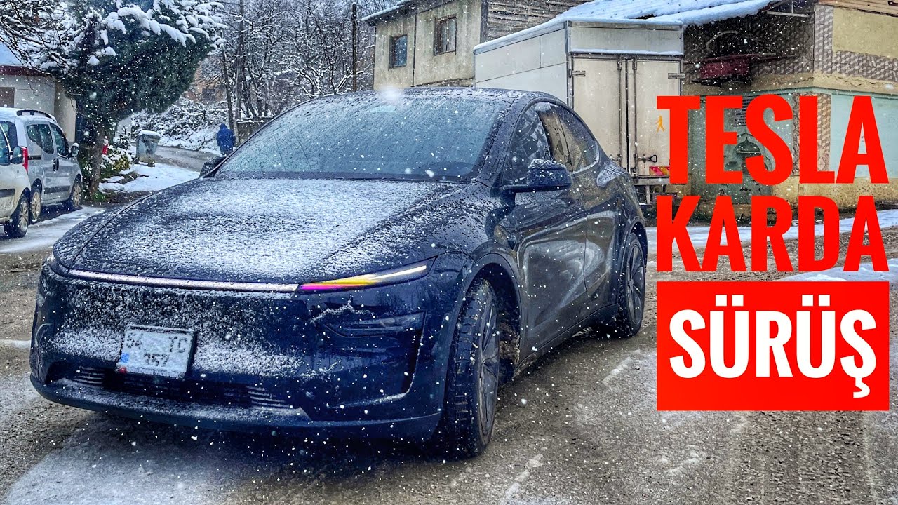 TESLA MODEL Y İLE YUKARI KÖYLERE GİTTİK | ARKADAN İTİŞ KAYIYOR | KAR VİDEOSU 