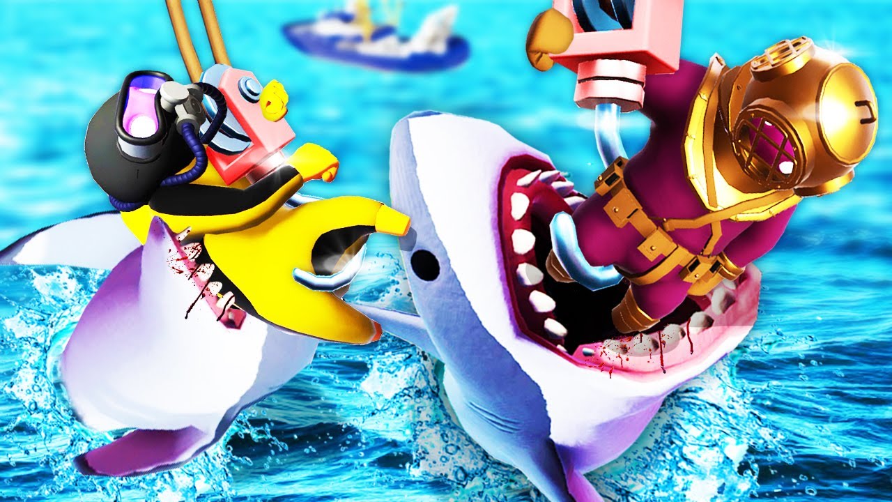 Deadly Shark Expedition on HOOKS went wrong... (Gang Beasts)