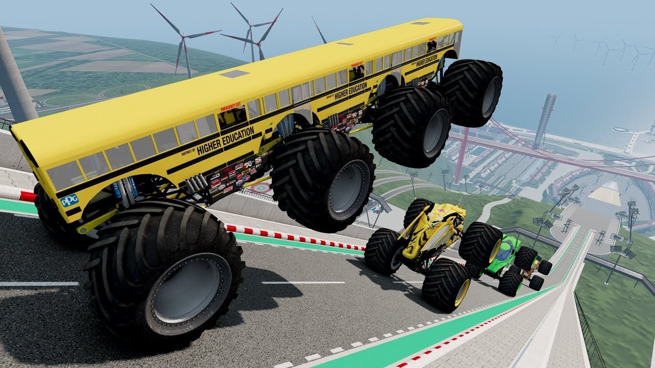 Epic High Speed Monster Truck Crashes & Jumps #040 - BeamNG Drive