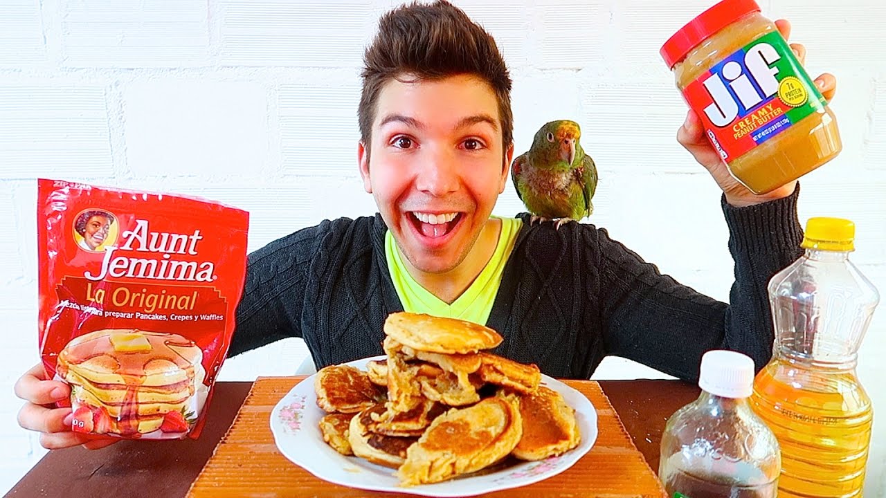 FLUFFY PEANUT BUTTER PANCAKE • Mukbang & Recipe