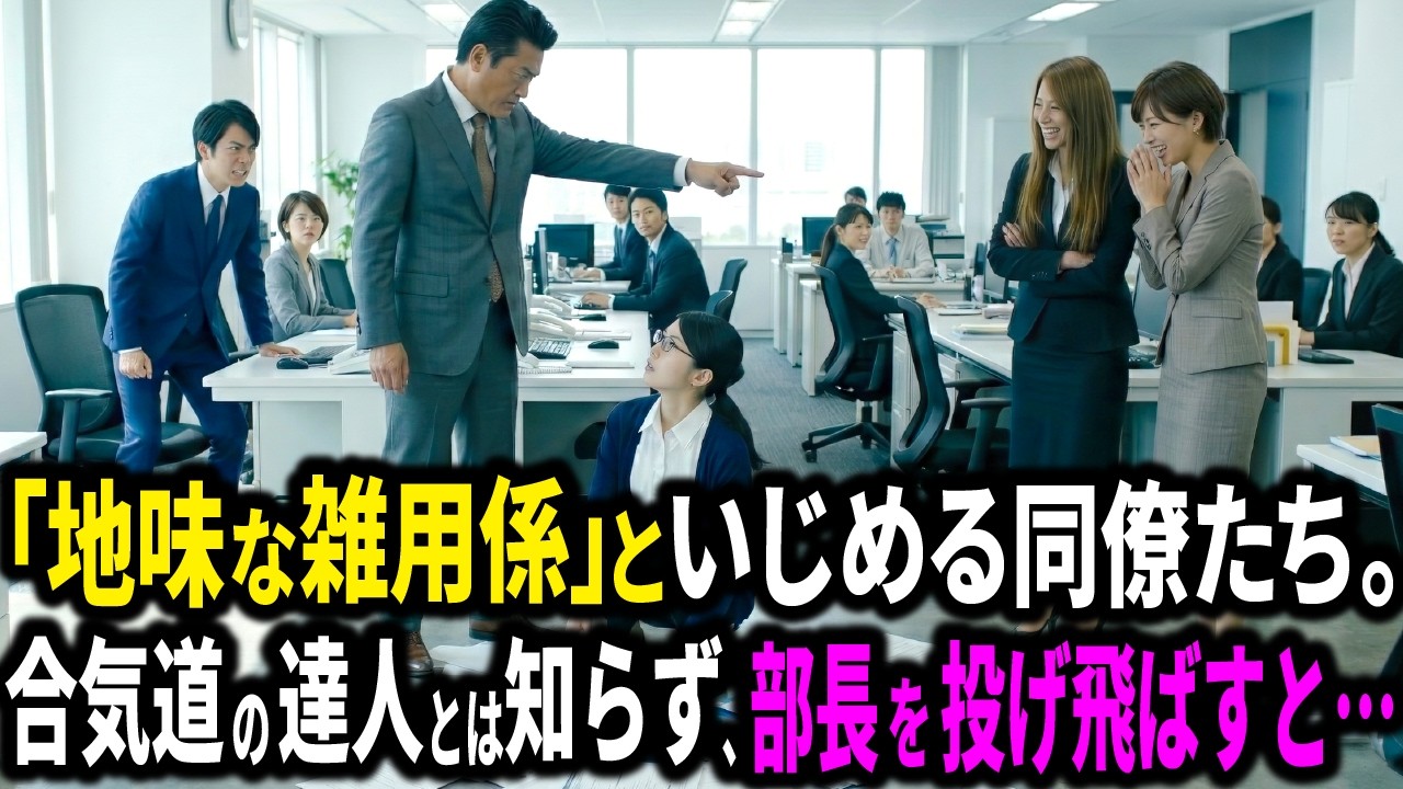 「地味で暗い」と社内でいじめられる私。パワハラ部長が部下に向かおうとした瞬間、合気道で制圧したら、全社員が土下座してきて…