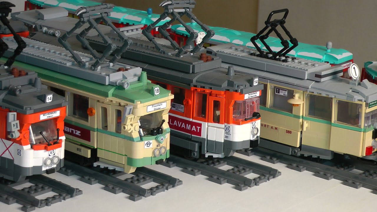 Martins Klemmbaustein Straßenbahnen - Fahrzeugparade aller meiner Straßenbahnmodelle