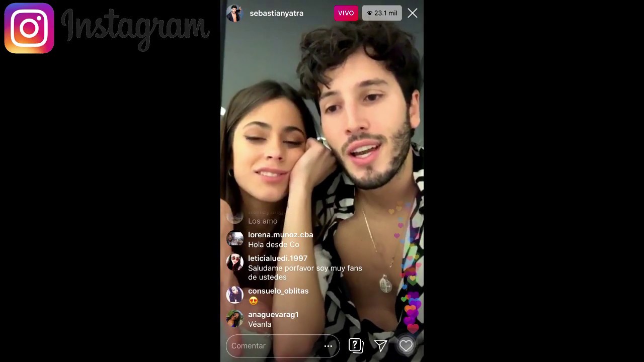 Sebastian Yatra y Tini presentando su nueva cancion OYE Instagram en vivo 11//10/19
