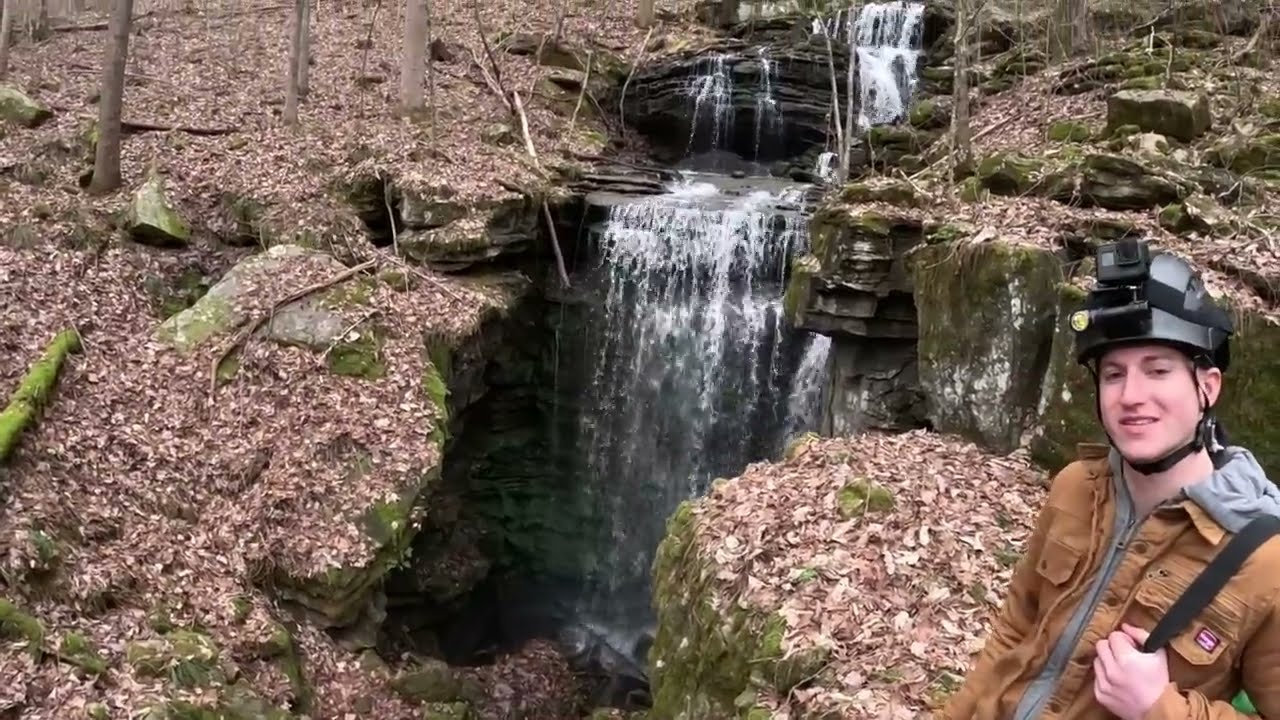450 Foot Waterfall Descent In A Cave