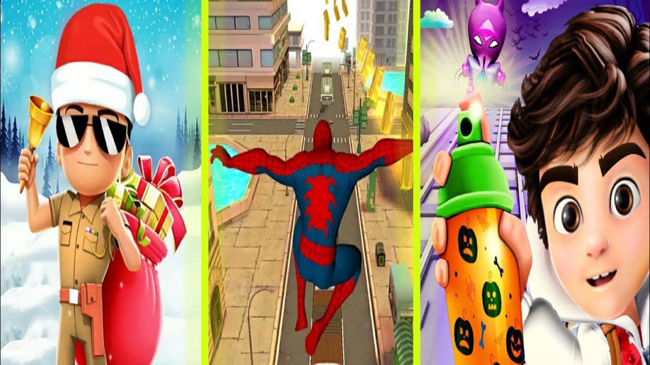 Little Singham VS Spider Endless Subway Hero Run VS Street Rush : Dash Runner Games Gameplay