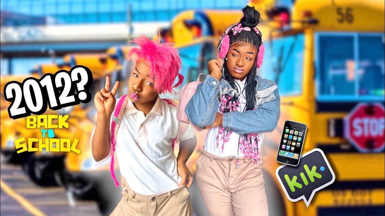 How siblings dressed for school in early 2000s