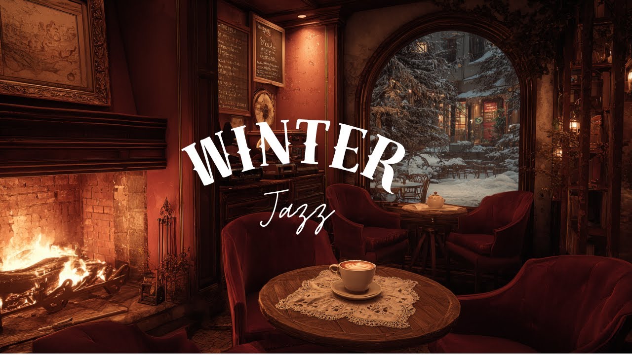 ☕ Warm Coffee Shop with Relax Jazz | Beautiful Snow Outside ❄️