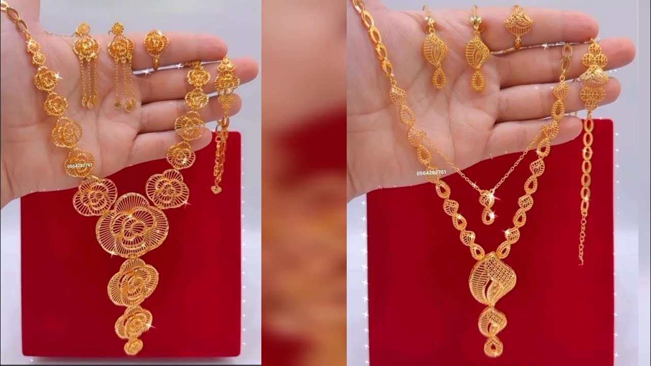 💛 Золотые украшения из Дубая | Красивые дизайны ожерелий и серёг. Новая коллекция золотых ожерелий.