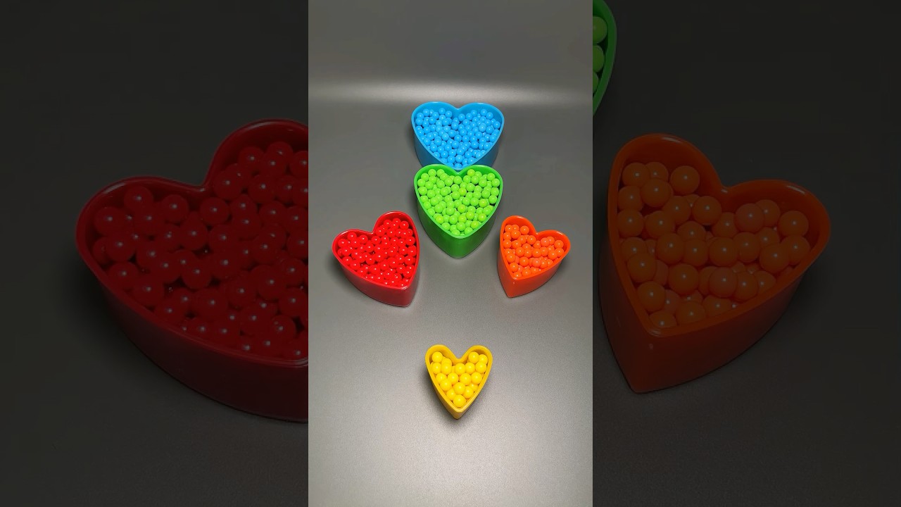 Colorful Heart Falling Beads [ASMR] Oddly Satisfying Relaxing #asmr #marblerunbb #fallingbeads