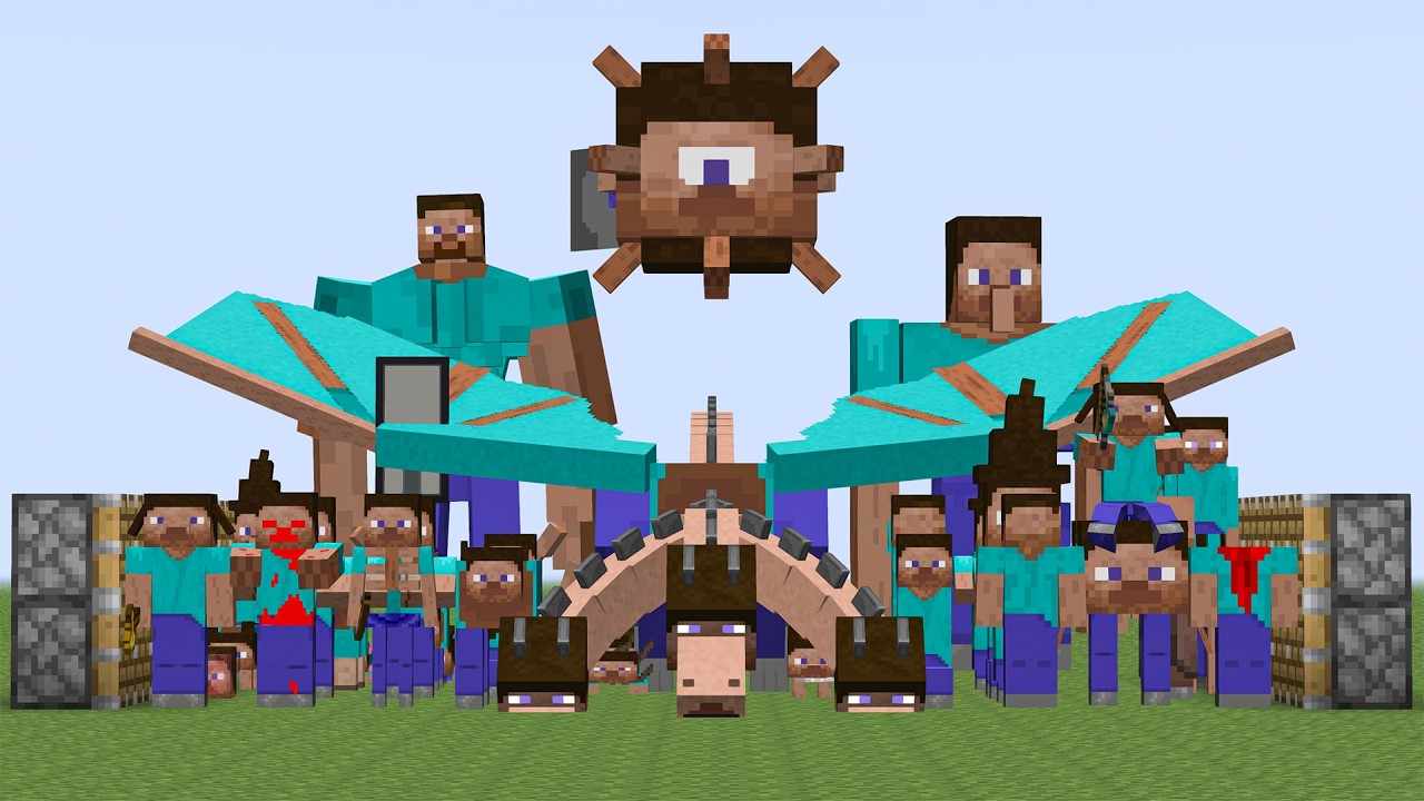 All steve mobs combined in minecraft