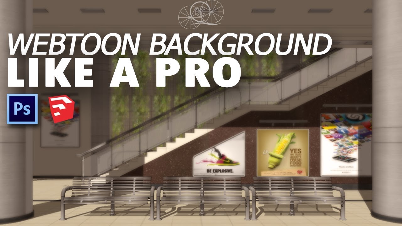 How to Make Webtoon Background Art Like a Pro! [Sketchup 3D & Photoshop] EASY Tutorial