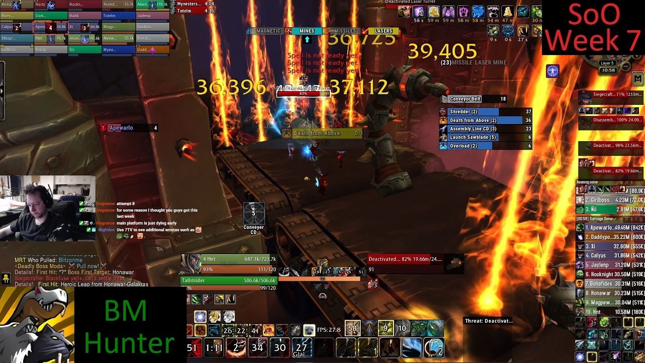 Siege of Orgrimmar 25 man - BM Hunter PoV - Week 7 MoP Phase 5 - 7-19-26