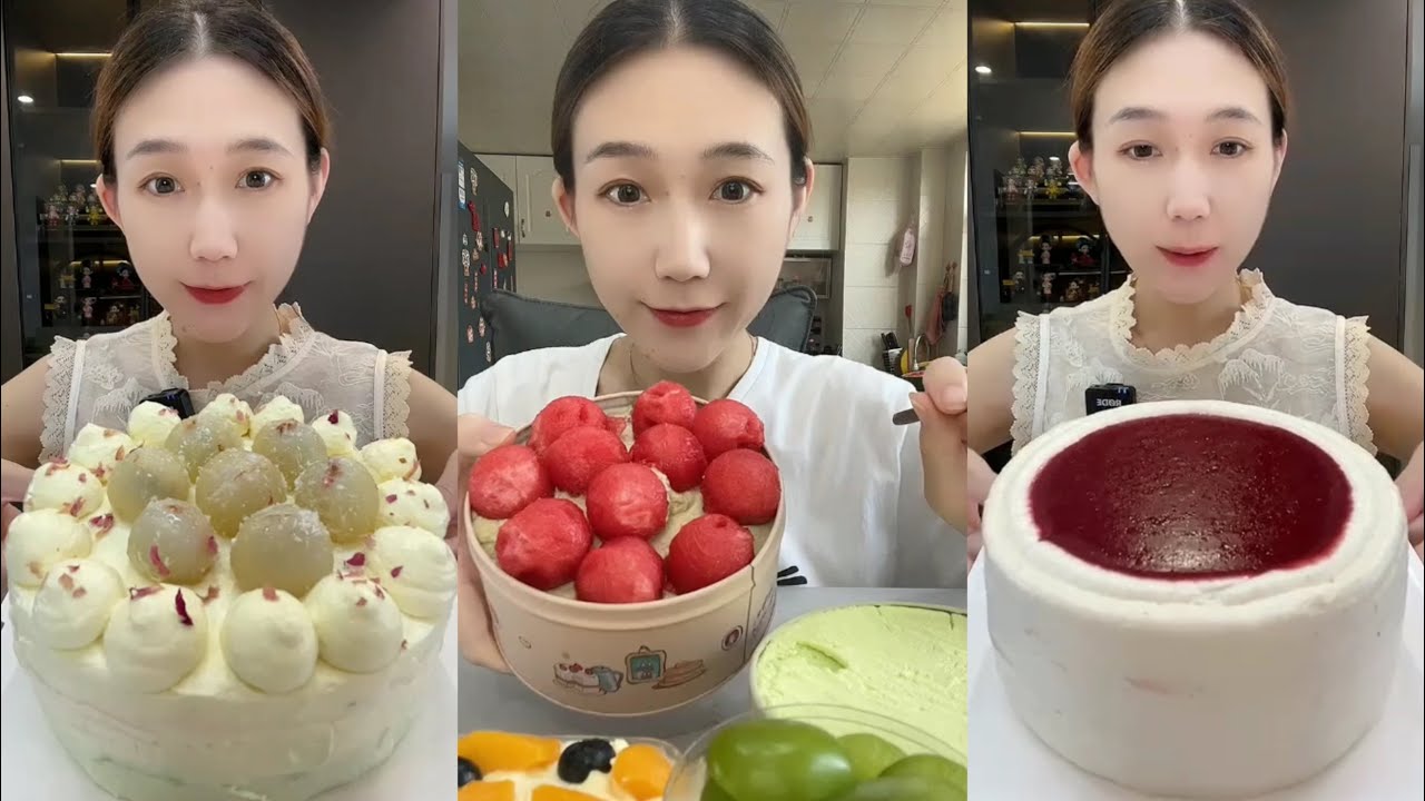 ASMR 🍰 Raspberry Cake,Lychee Cake,Melon & Fruits Cake | Soft & Satisfying Eating Sounds #asmr