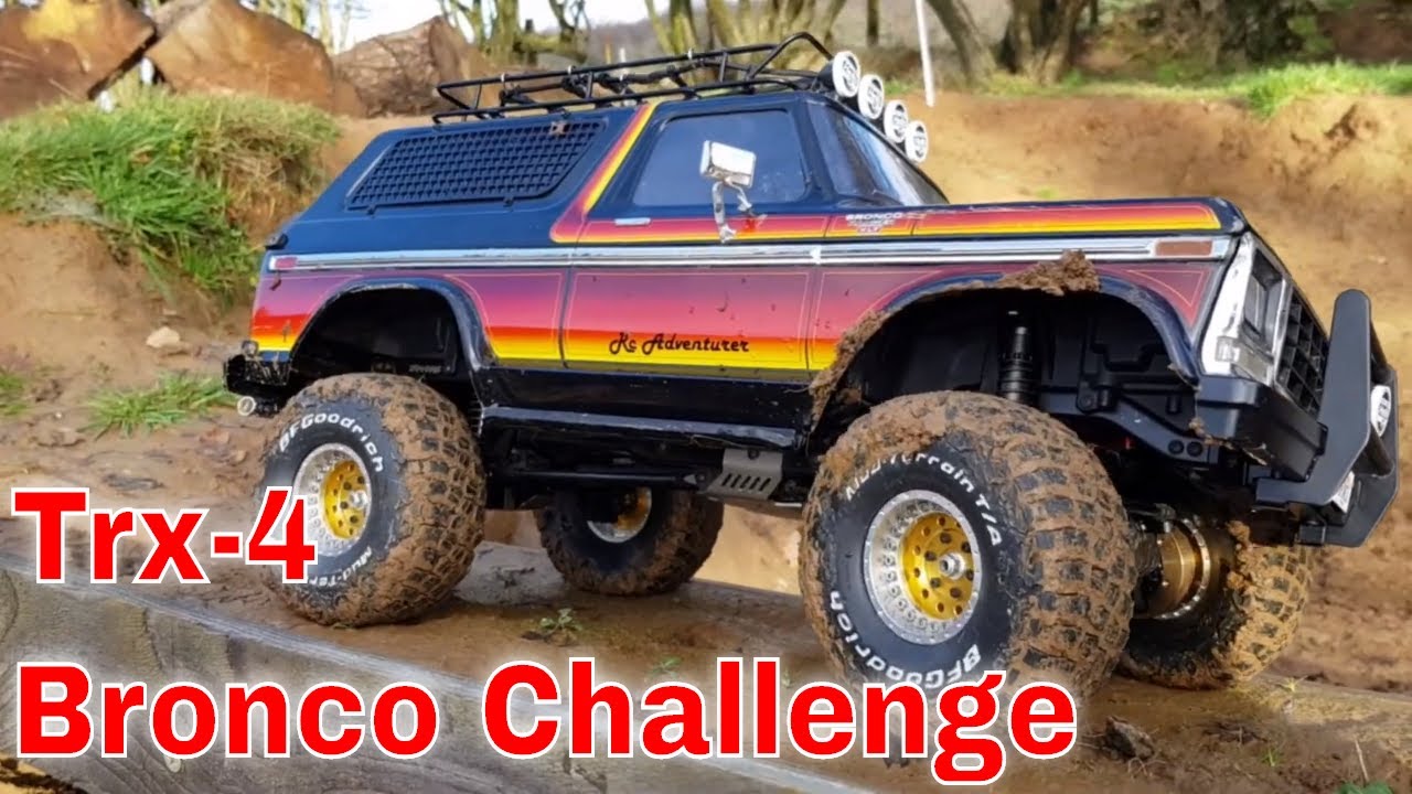 Traxxas Trx 4 Ford Bronco Sunset Rc Crawler Driving Off Road Long Muddy Scale Course Bashing 4x4