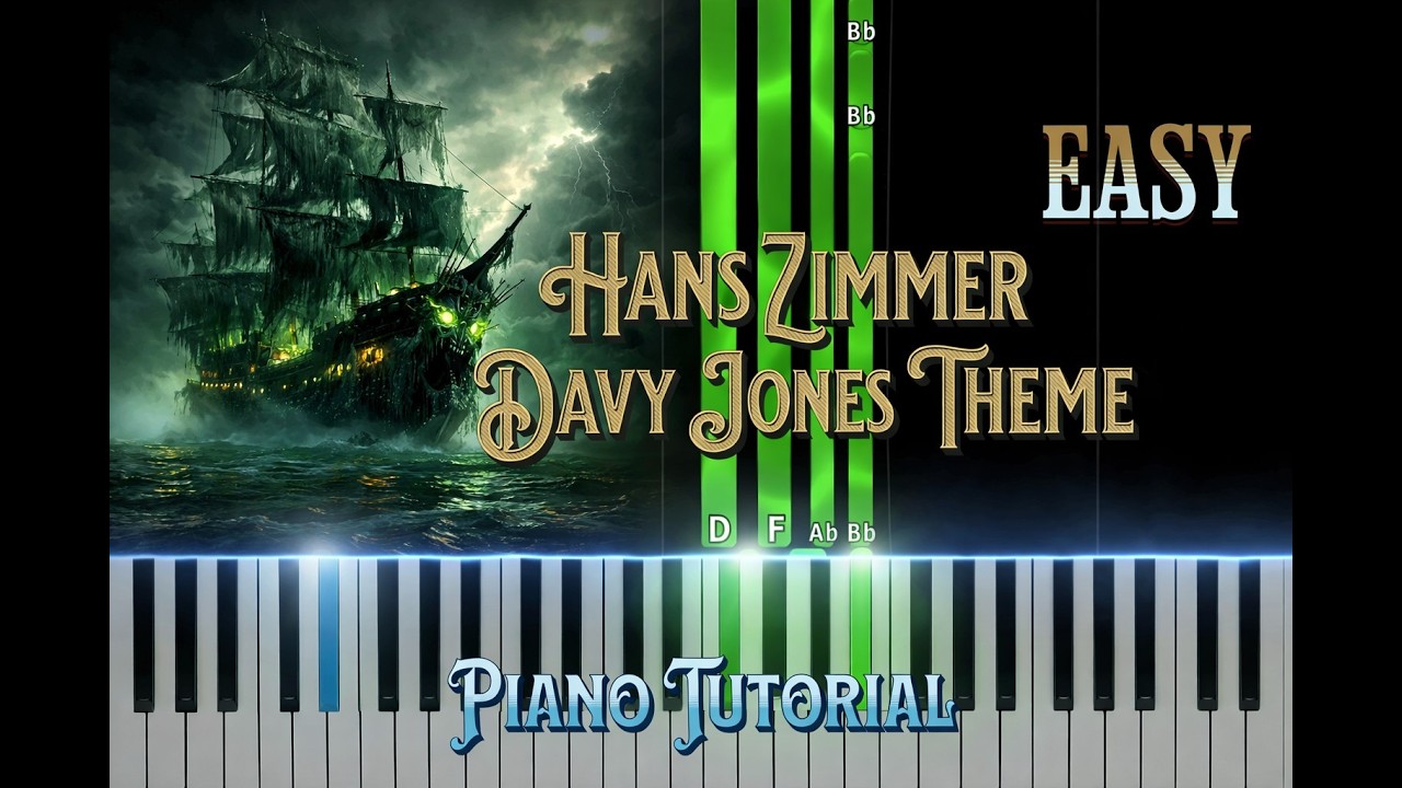 Davy Jones Theme  Hans Zimmer Hard Piano Tutorial