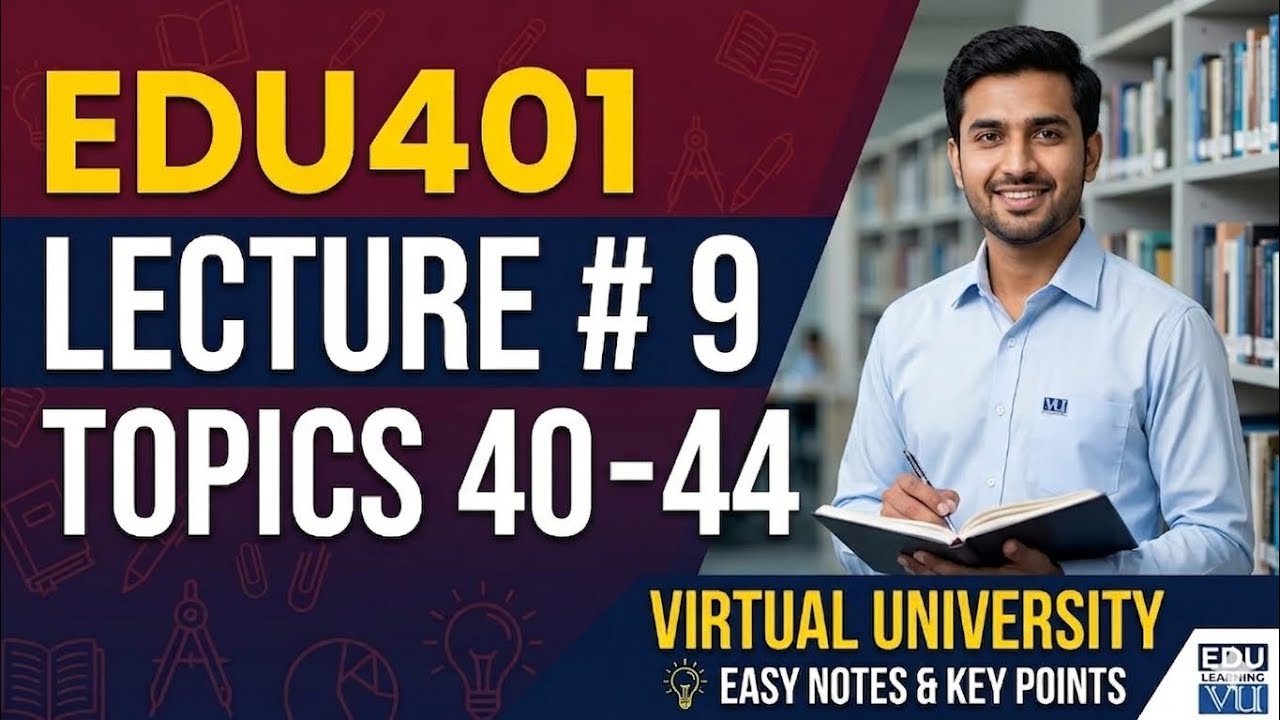 EDU401 Short Lecture 9 | Topic 40&ndash;44 | Midterm Preparation Updated Lectures #VUMasters