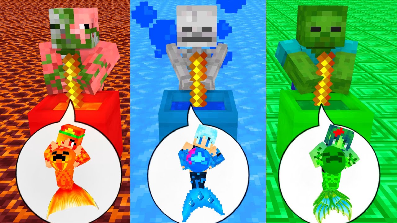 Monster School :Cute MERMAID Elemental Brewing Challenge - Minecraft Animation