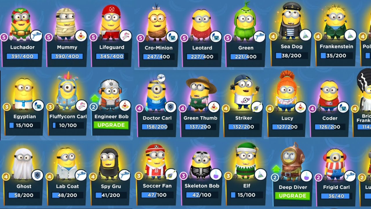 Minion Rush my collection all minions costumes review