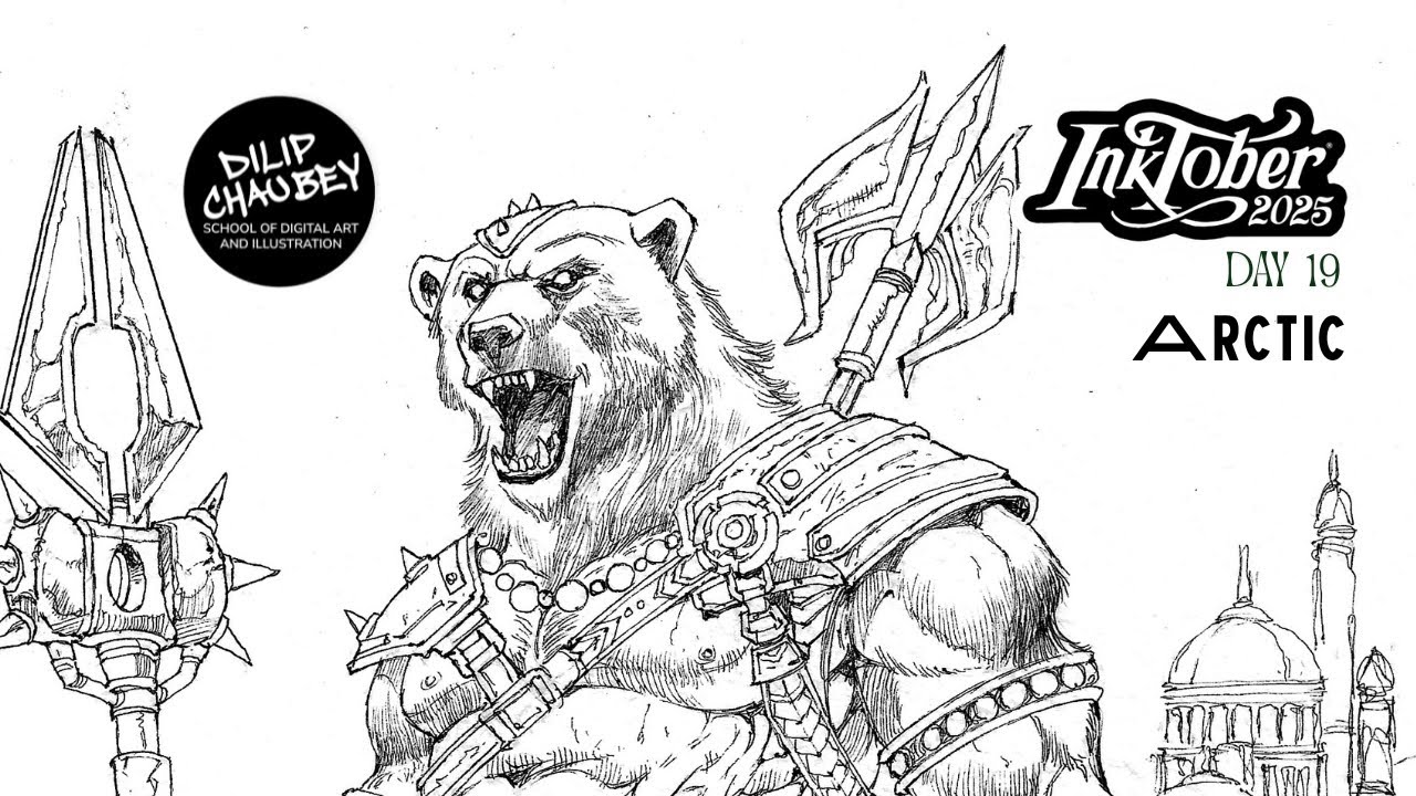 Inktober 2025 | День 19, Арктика | Школа искусств Дилипа Чауби