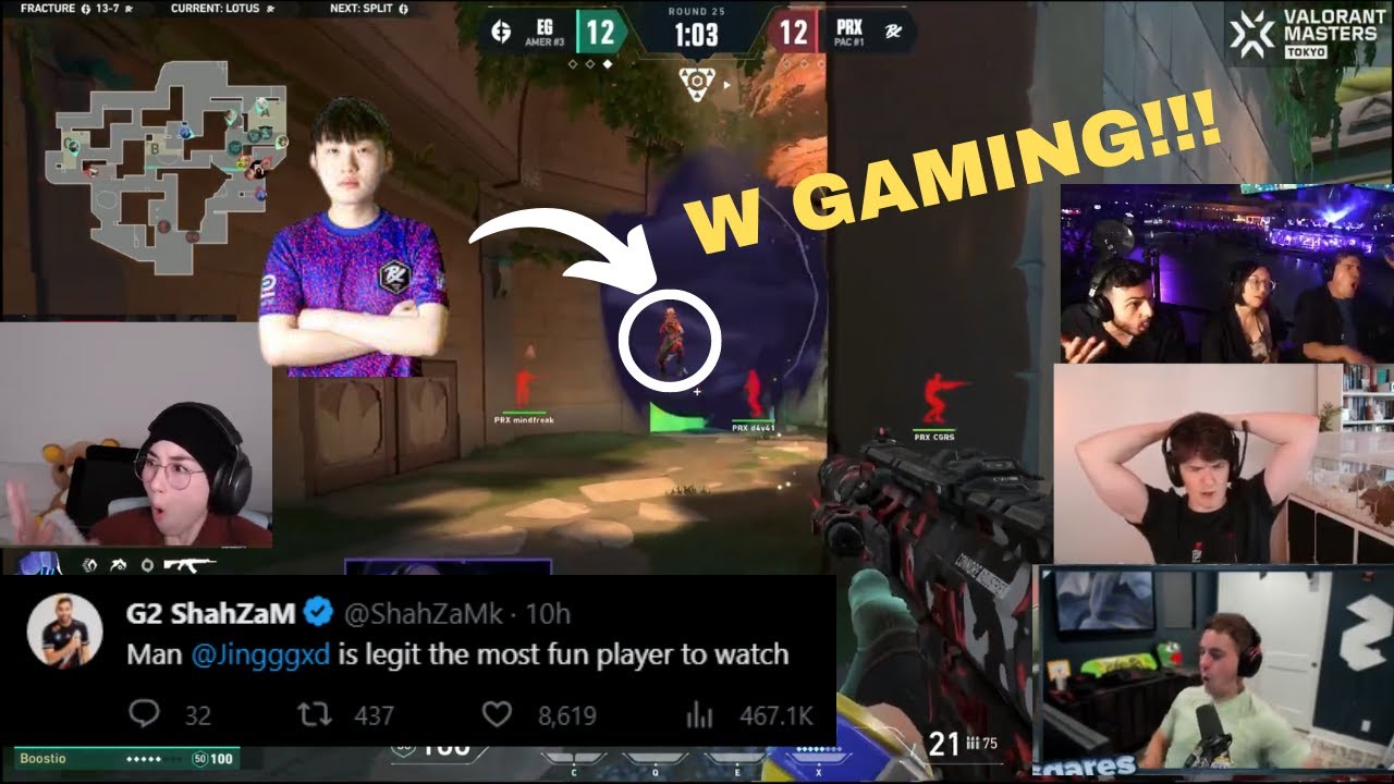 PRX Jinggg AGGRESSIVE OT 3k entry vs EG in VCT Masters Tokyo | Tarik, Kyedae , other streamers react