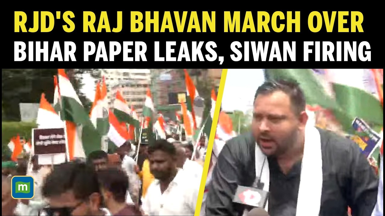 LIVE:Tejashwi Yadav Lead RJD's Raj Bhavan March Over Exam System,Siwan Firing and Law & Order Issues