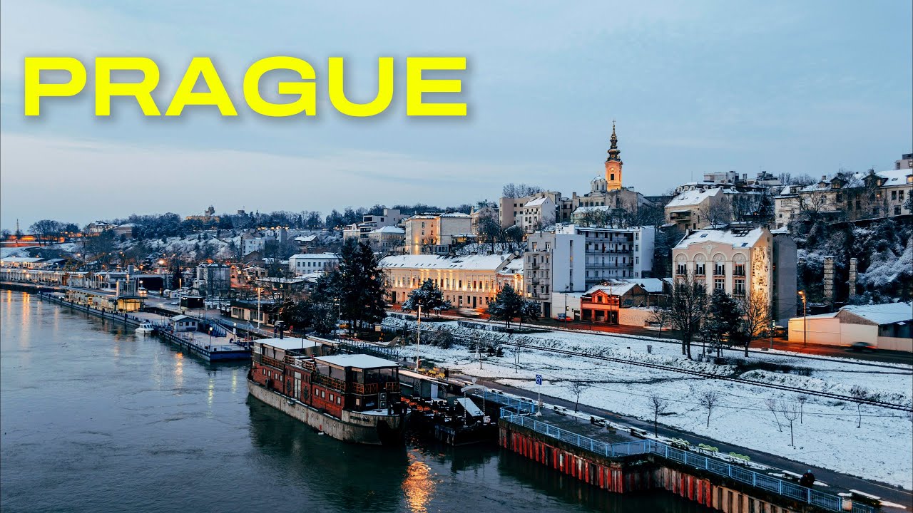 Freezing Snow Walk in Prague (4K)