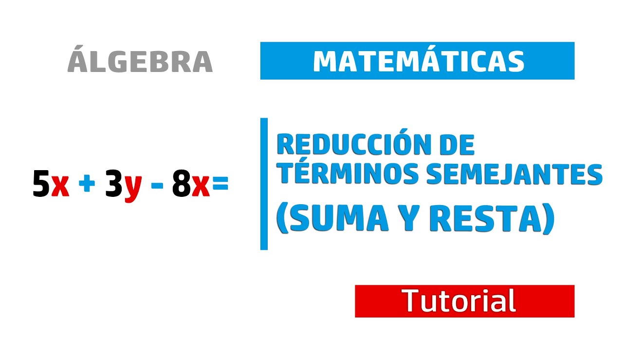 Suma y resta algebraica. (Reducción de términos semejantes). (Tutorial)