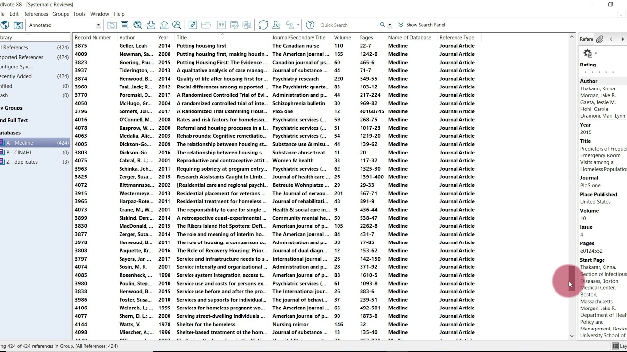 EndNote: Identify and Remove Internal Duplicates