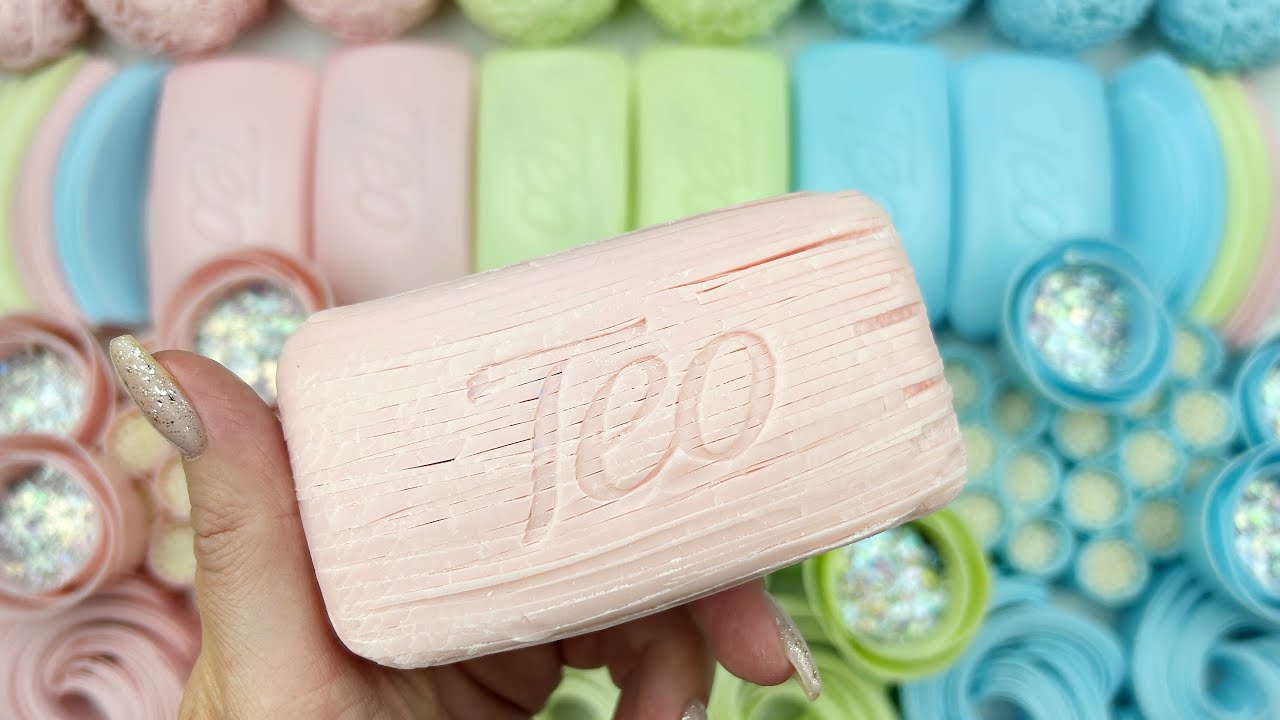 Soap boxes with glitter foam and starch★Cutting cubes★Hand crush soap stripes★